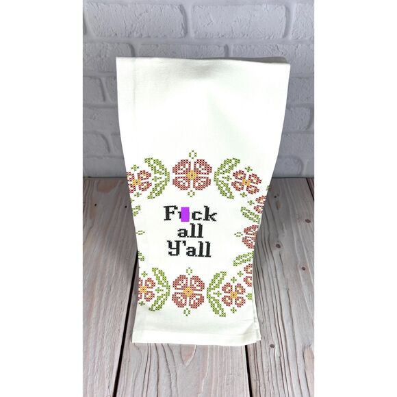 Unknown Other - New Spicy 100% Cotton Flatweave Dish Towel "F*ck Ya'll"